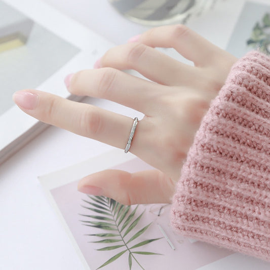Cincin Wanita Classic Matte Frosted Sederhana - 18k Rose Gold & Stainless Steel | Perhiasan Pasangan Fashion Elegan - 我的商店
