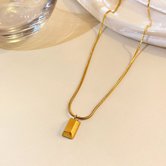 Kalung 18k Gold Nugget untuk Wanita - Rantai Klavikula Stainless Steel Anti Karat | Perhiasan Elegan dan Tahan Lama - 我的商店