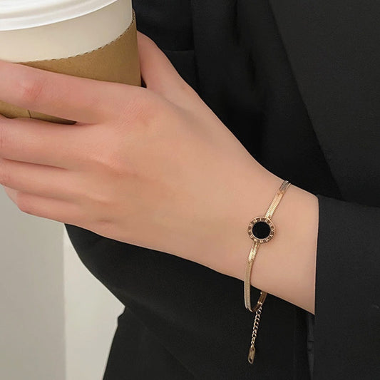 Gelang Pasangan untuk Wanita - Rantai Rose Gold Stainless Steel Anti Pudar | Aksesoris Perhiasan Elegan - 我的商店