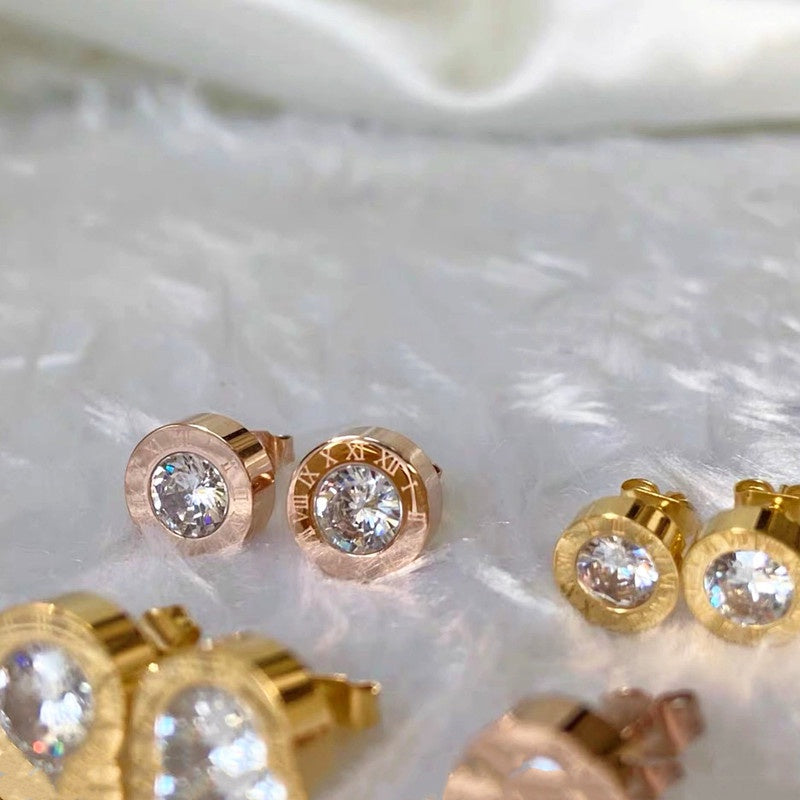 Anting Zirconia Wanita - Stainless Steel Hypoallergenic, Tidak Mudah Pudar & Elegan - 我的商店