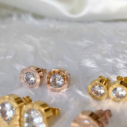 Anting Zirconia Wanita - Stainless Steel Hypoallergenic, Tidak Mudah Pudar & Elegan - 我的商店