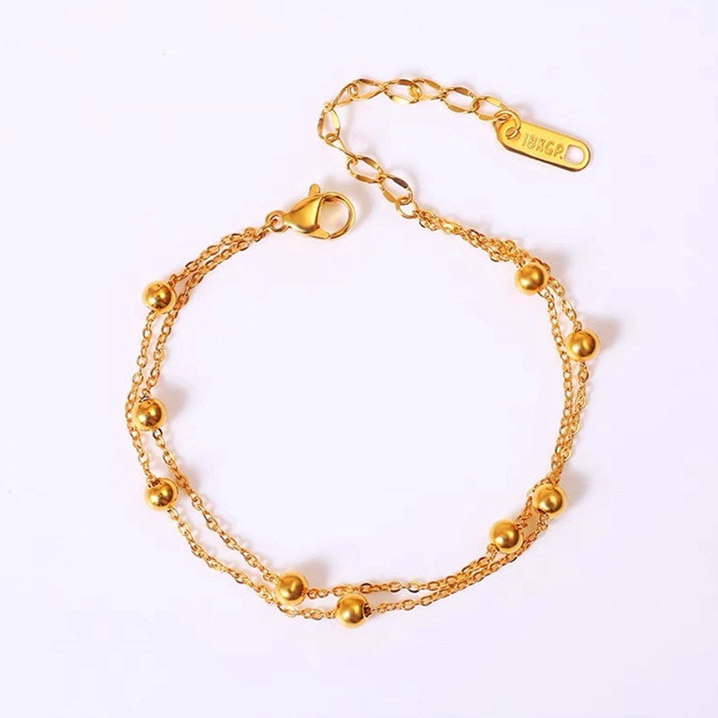 Gelang Hati Wanita - Stainless Steel Emas Anti Kusam, Aksesoris Perhiasan Elegan - 我的商店