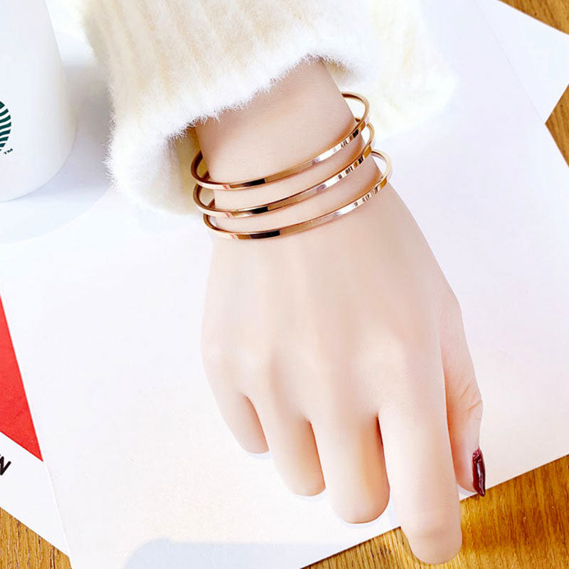 Gelang Wanita Sederhana - Stainless Steel, Elegan & Cocok untuk Hadiah Tunangan dan Ulang Tahun! - 我的商店