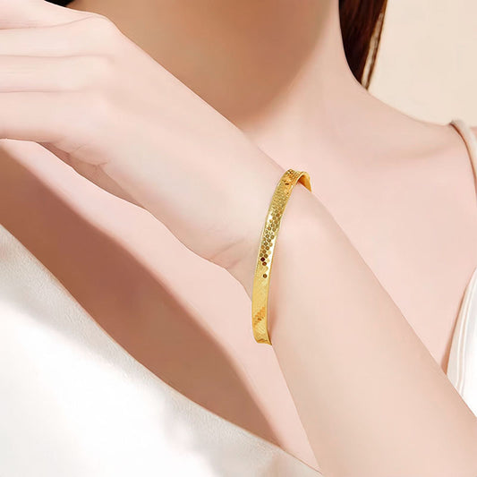 Gelang Wanita Lapis Emas 18K - Stainless Steel, Elegan, Trendi & Cocok untuk Tunangan! - 我的商店