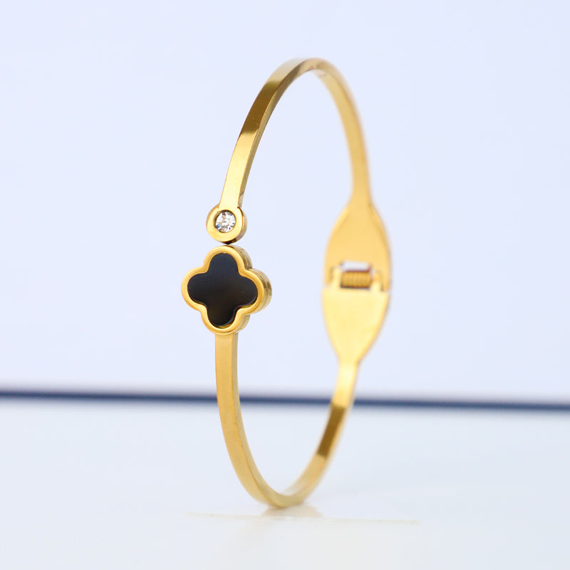Wanita antik berkata kalung Four Leaf Clover  Liontin Berlian - Baja Tahan Karat Lapis Emas, tidak kusam, elegan dan modis! - 我的商店
