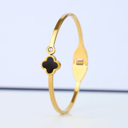 Wanita antik berkata kalung Four Leaf Clover  Liontin Berlian - Baja Tahan Karat Lapis Emas, tidak kusam, elegan dan modis! - 我的商店