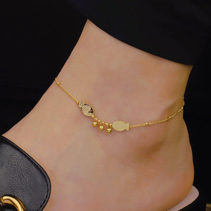 Gelang Kaki Wanita Ikan Keberuntungan - Stainless Steel, Tidak Kusam, Elegan & Cocok untuk Hadiah! - 我的商店