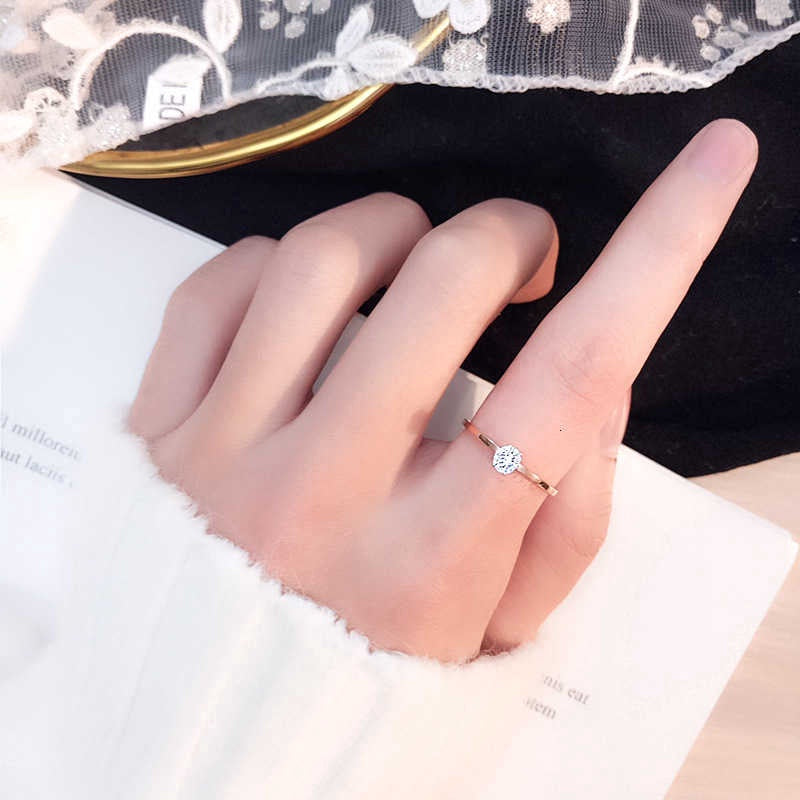 Cincin Berlian 1 Karat Wanita - Titanium Steel Lapis Rose Gold, Anti Karat untuk Tunangan & Pernikahan - 我的商店
