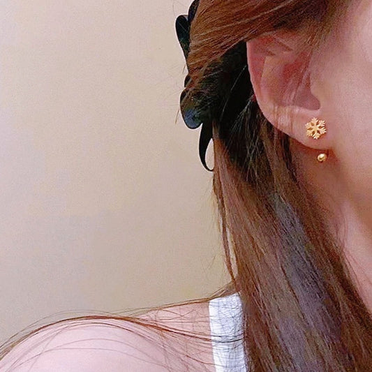 Anting Salju Emas untuk Wanita – Perhiasan Stainless Steel Hipoalergenik - 我的商店