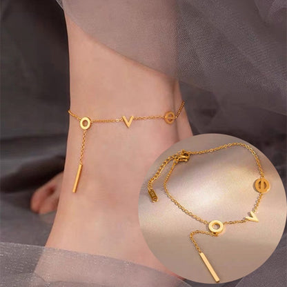 Gelang Kaki Wanita Vintage Liontin Hati - Stainless Steel, Tidak Kusam & Tidak Pudar, Elegan & Awet! - 我的商店