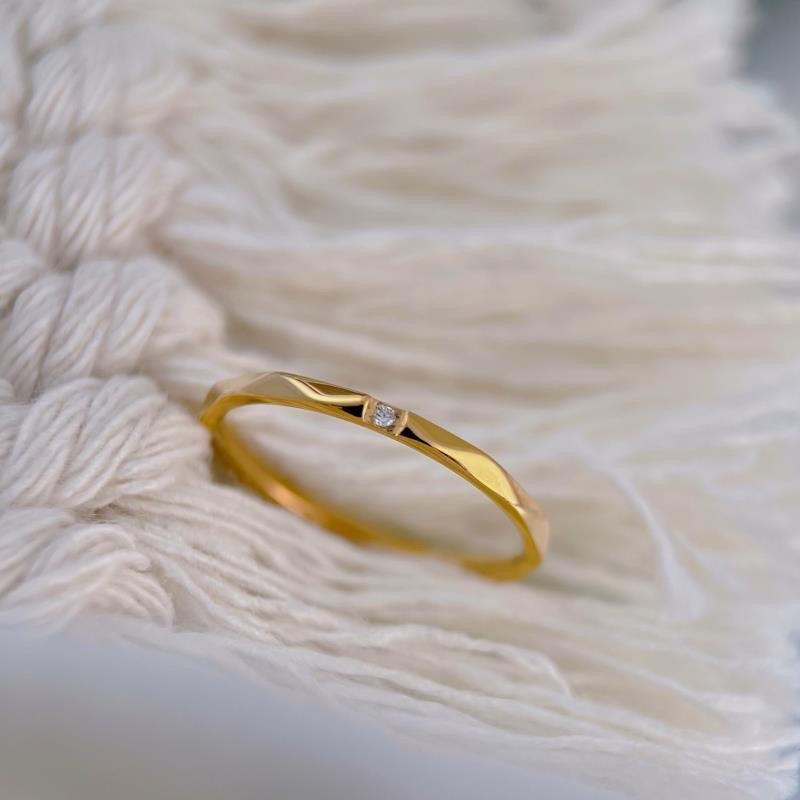 Cincin Emas Berlian untuk Wanita - Singsing Vintage Anti Pudar | Perhiasan Hadiah Ulang Tahun untuk Pacar - 我的商店