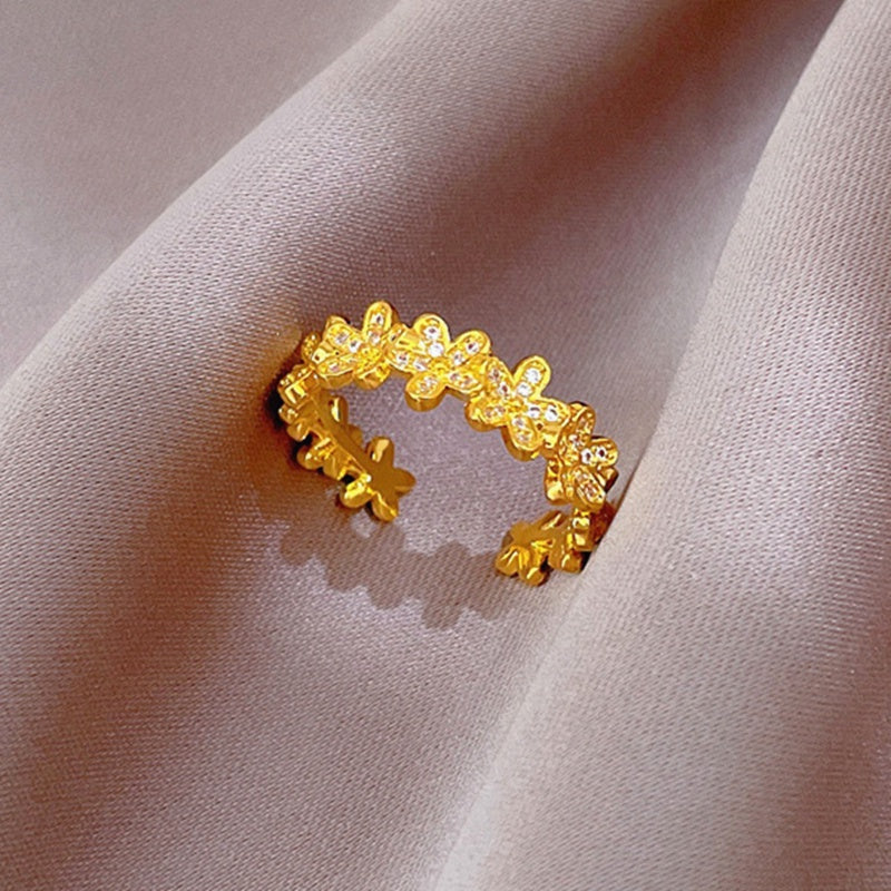Cincin Berlian Adjustable untuk Wanita - Singsing Emas dengan Kotak Perhiasan | Aksesoris Elegan - 我的商店