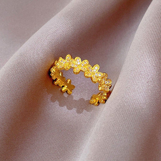 Cincin Berlian Adjustable untuk Wanita - Singsing Emas dengan Kotak Perhiasan | Aksesoris Elegan - 我的商店
