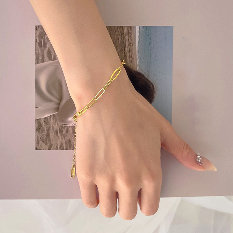 Gosir Gelang Wanita Lapis Emas 18K - Stainless Steel, Elegan & Cocok untuk Hadiah Ulang Tahun! - 我的商店
