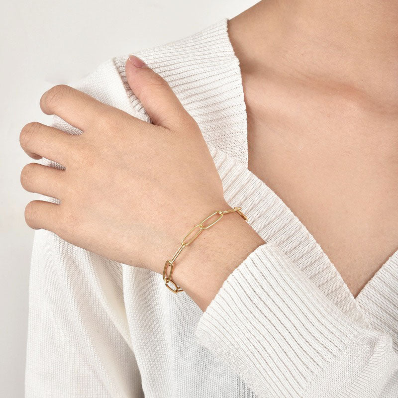 Gosir Gelang Wanita Lapis Emas 18K - Stainless Steel, Elegan & Cocok untuk Hadiah Ulang Tahun! - 我的商店