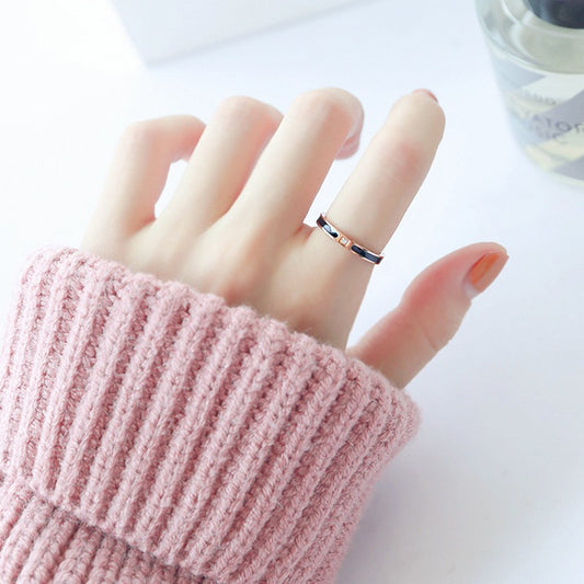 Cincin Pasangan Classic 1 Carat Single Diamond - 18K Rose Gold & Stainless Steel Anti Karat | Perhiasan Titanium Elegan - 我的商店