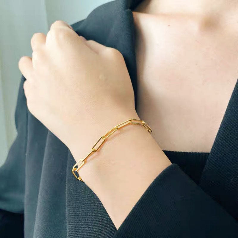 Gosir Gelang Wanita Lapis Emas 18K - Stainless Steel, Elegan & Cocok untuk Hadiah Ulang Tahun! - 我的商店