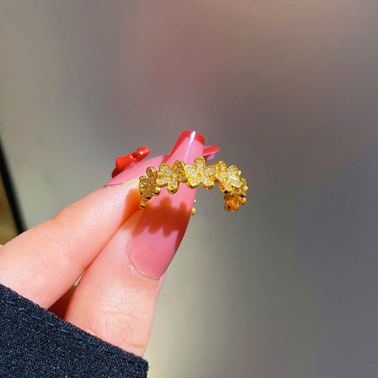Cincin Wanita Bunga Adjustable Vintage - Emas, Elegan & Cocok untuk Hadiah! - 我的商店