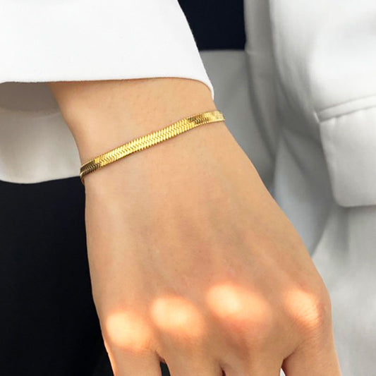 Gelang Couple Minimalis Berbentuk Hati - Stainless Steel Emas Anti Kusam, Aksesoris Pasangan Romantis - 我的商店
