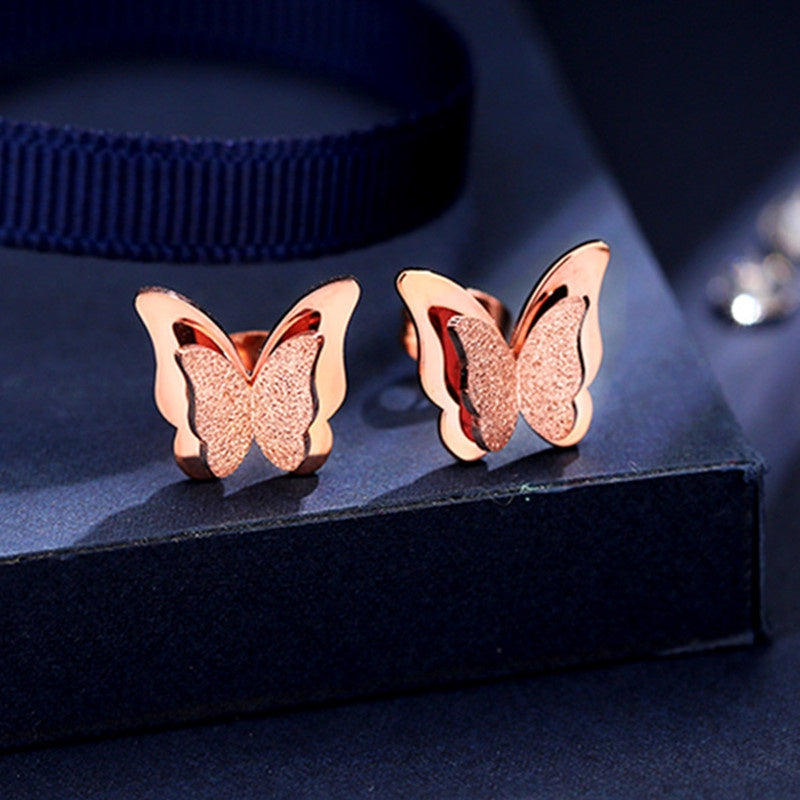 Anting Kupu-Kupu untuk Wanita - Hikaw Emas Stainless Steel Anti Pudar | Perhiasan Hadiah Elegan - 我的商店