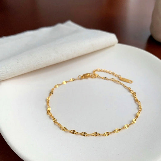 Gelang Kaki Rantai Emas untuk Wanita – Perhiasan Stainless Steel Anti Karat, Desain Simpel - 我的商店