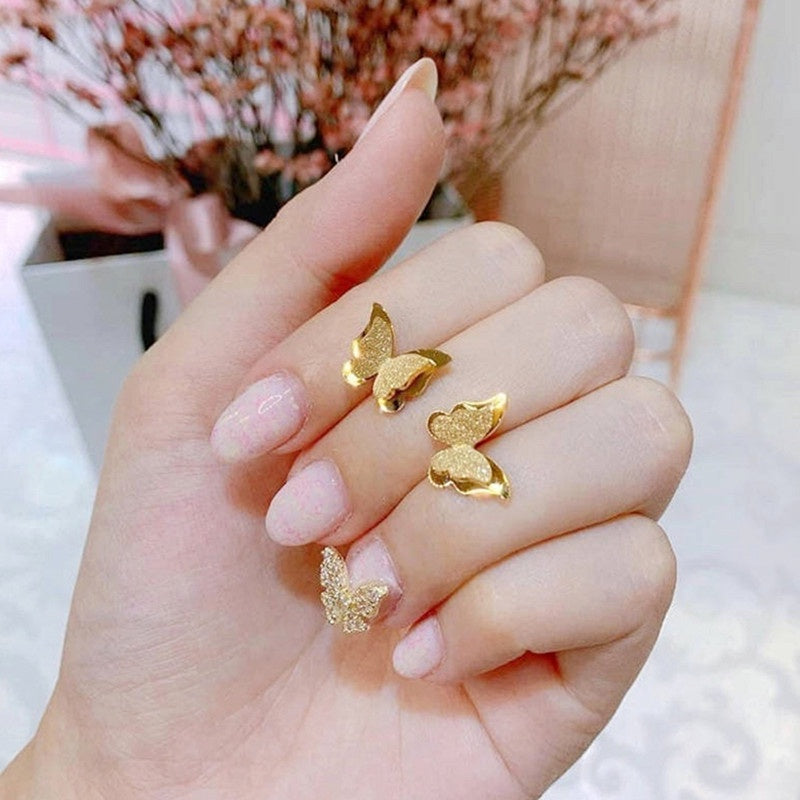 Anting Kupu-Kupu untuk Wanita - Hikaw Emas Stainless Steel Anti Pudar | Perhiasan Hadiah Elegan - 我的商店
