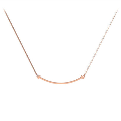 Kalung Senyum Emas Rose 18K - Rantai Klavikula Minimalis & Anti Karat untuk Wanita - 我的商店