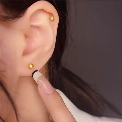 Anting Frosted Bead - Titanium Steel untuk Wanita/Pria, 1 Pasang CZ Huggie & Cartilage - 我的商店