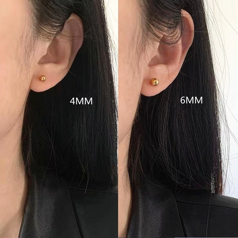 Anting Titanium Bola Gold Trending Elegan Korea Fashio Style - 我的商店