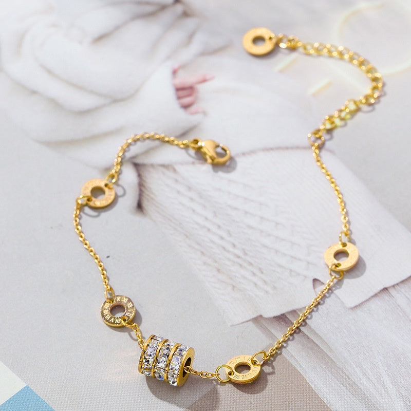 Gelang Berlian Romawi untuk Wanita – Bangle Emas Vintage, Perhiasan Aksesori Elegan - 我的商店