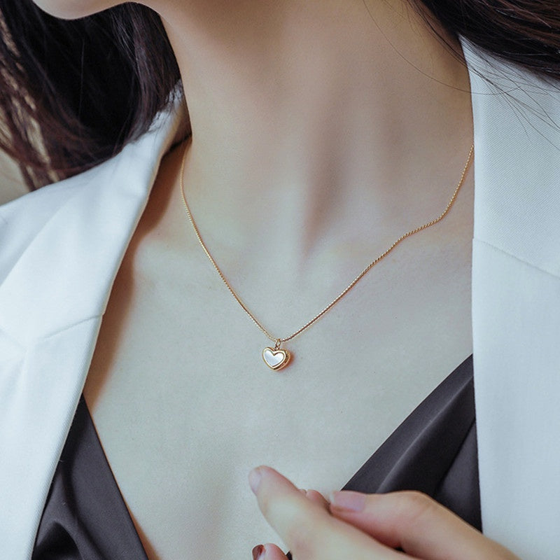 Kalung Choker Wanita Liontin Hati Kupu-Kupu - Stainless Steel Lapis Emas Putih, Elegan & Cocok untuk Setiap Acara! - 我的商店