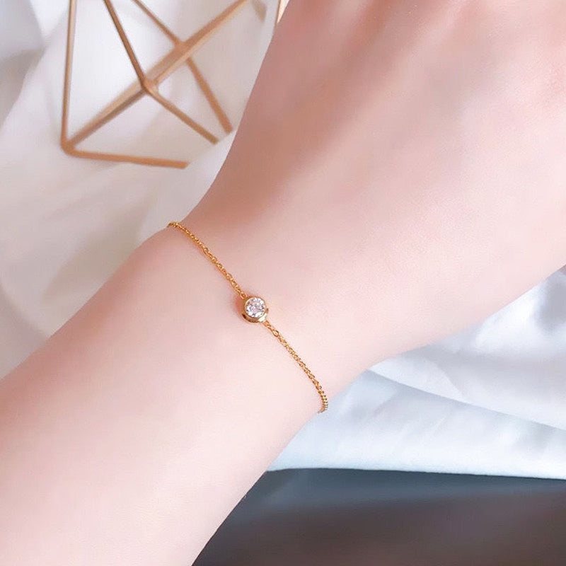 Gelang Pasangan Berlian - Stainless Steel Lapis Emas, Tidak Kusam, Elegan & Cocok untuk Setiap Acara! - 我的商店