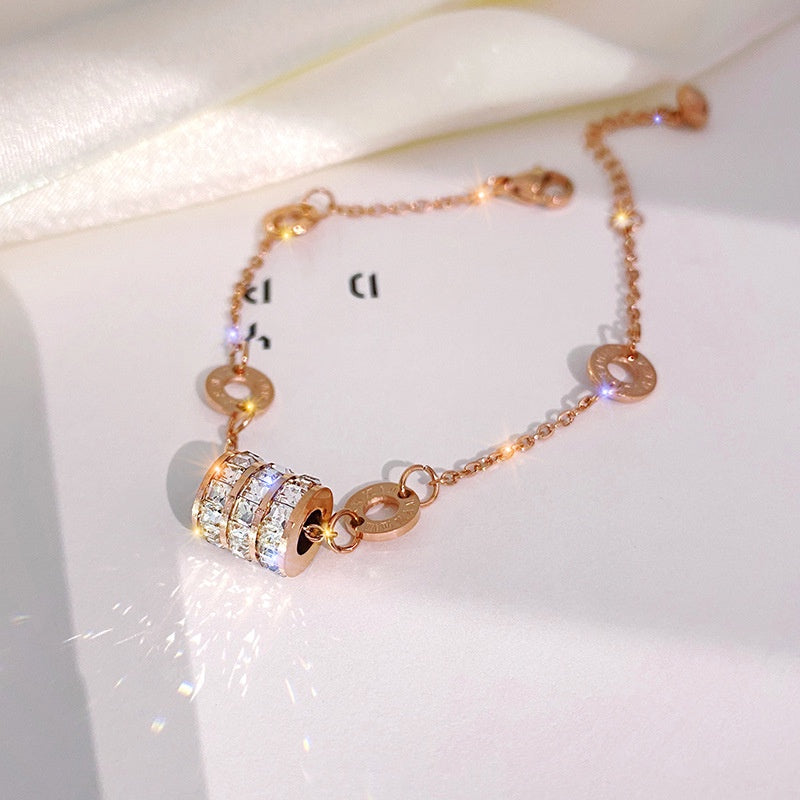 Gelang Berlian Romawi untuk Wanita – Bangle Emas Vintage, Perhiasan Aksesori Elegan - 我的商店