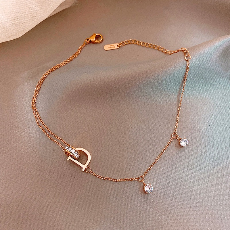 Gelang Hati Wanita - Stainless Steel Emas Anti Kusam, Aksesoris Perhiasan Elegan - 我的商店