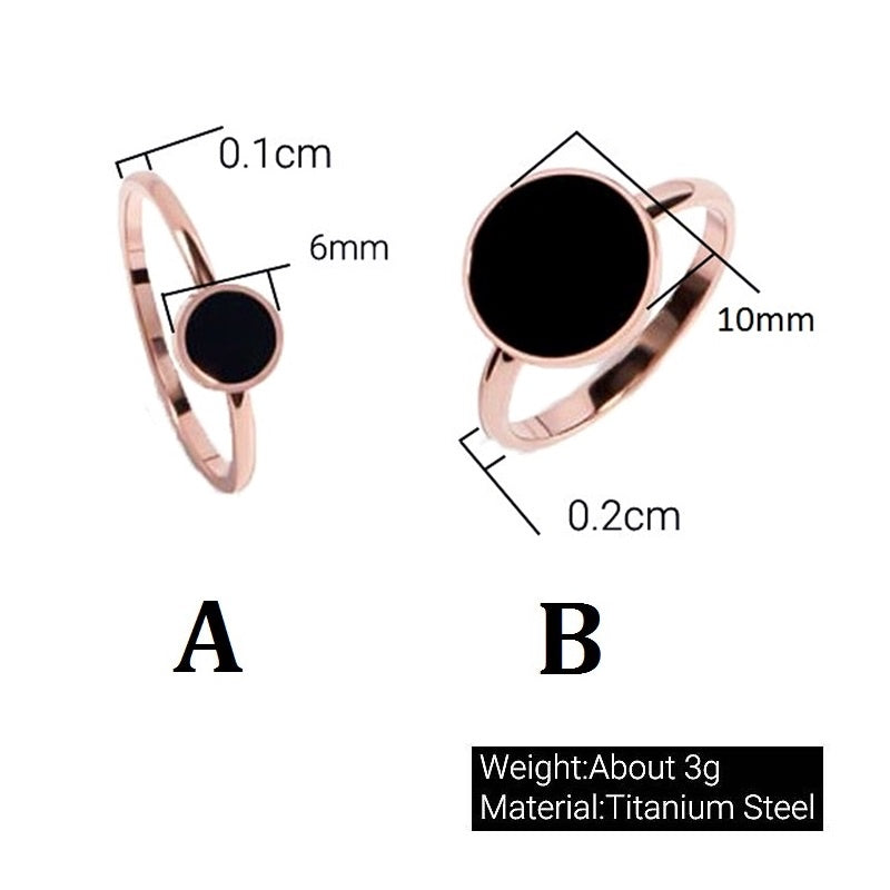 Cincin Pasangan Emas Mawar 18K - Titanium Steel Hitam Bulat, Anti Karat, Elegan & Cocok untuk Setiap Acara! - 我的商店