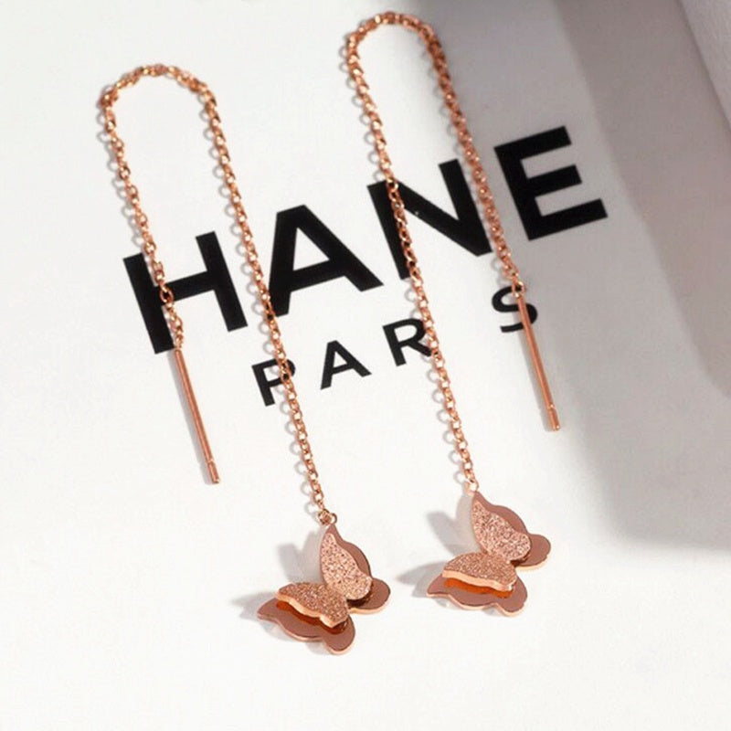 Anting Kupu-Kupu untuk Wanita - Hikaw Emas Stainless Steel Anti Pudar | Perhiasan Hadiah Elegan - 我的商店