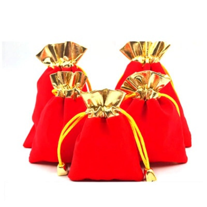 Kantong Velvet untuk Kemasan Perhiasan - Tas Hadiah Lucky Red, Praktis & Elegan! - 我的商店