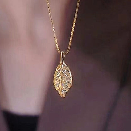 Grosir Kalung Daun Baja Tahan Karat untuk Wanita – Liontin Emas, Rantai Elegan, Aksesoris Perhiasan - 我的商店