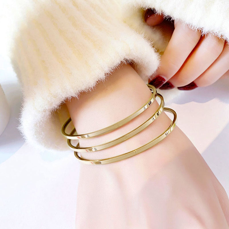 Gelang Wanita Sederhana - Stainless Steel, Elegan & Cocok untuk Hadiah Tunangan dan Ulang Tahun! - 我的商店