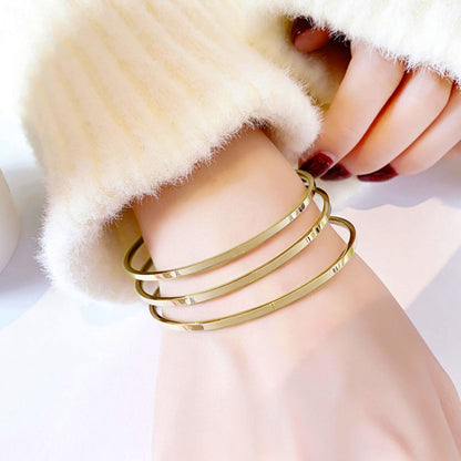 Gelang Wanita Sederhana - Stainless Steel, Elegan & Cocok untuk Hadiah Tunangan dan Ulang Tahun! - 我的商店