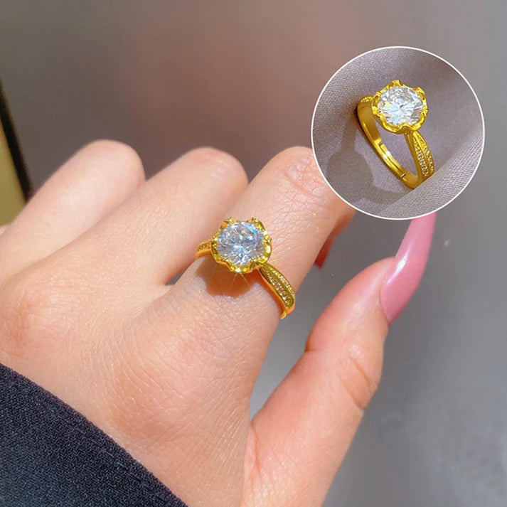 Grosir Cincin Bunga Adjustable untuk Wanita – Cincin Emas Berlian, Aksesoris Perhiasan Mewah - 我的商店
