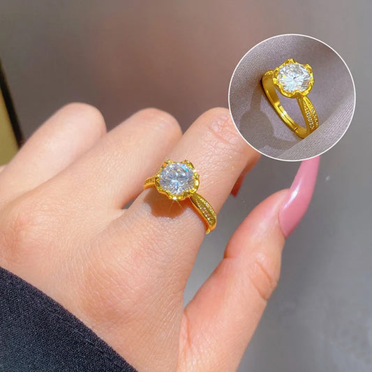 Grosir Cincin Bunga Adjustable untuk Wanita – Cincin Emas Berlian, Aksesoris Perhiasan Mewah - 我的商店