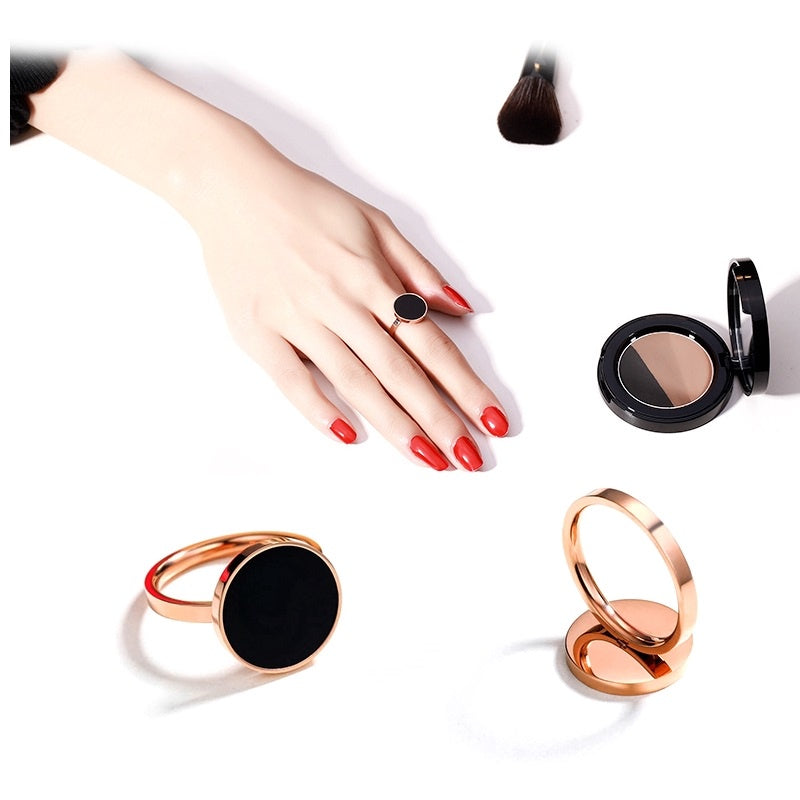 Cincin Pasangan Emas Mawar 18K - Titanium Steel Hitam Bulat, Anti Karat, Elegan & Cocok untuk Setiap Acara! - 我的商店