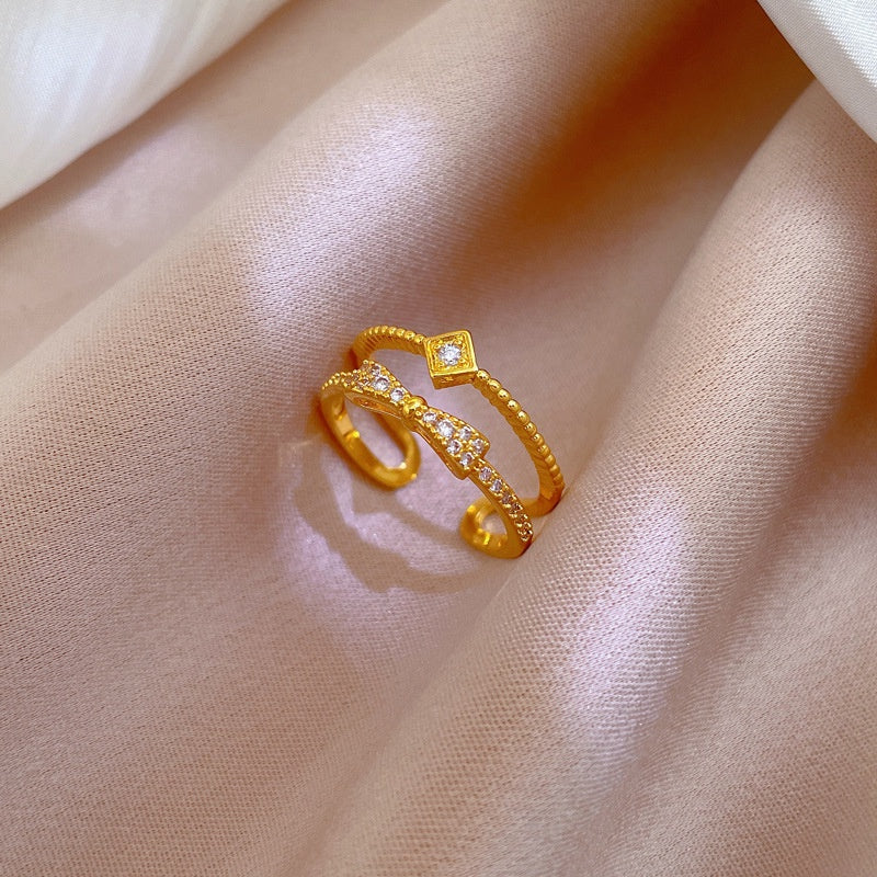 Cincin Kupu-Kupu Adjustable Wanita - Perhiasan Stainless Steel Emas Anti Kusam, Hadiah Spesial, Grosir Harga Terbaik - 我的商店
