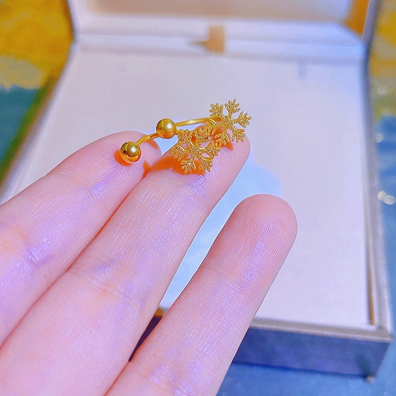 Anting Salju Emas untuk Wanita – Perhiasan Stainless Steel Hipoalergenik - 我的商店