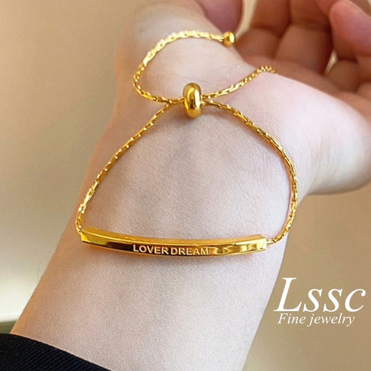 Gelang Couple "LOVER DREAM" - Rantai Emas Stainless Steel Anti Kusam, Hadiah Romantis - 我的商店
