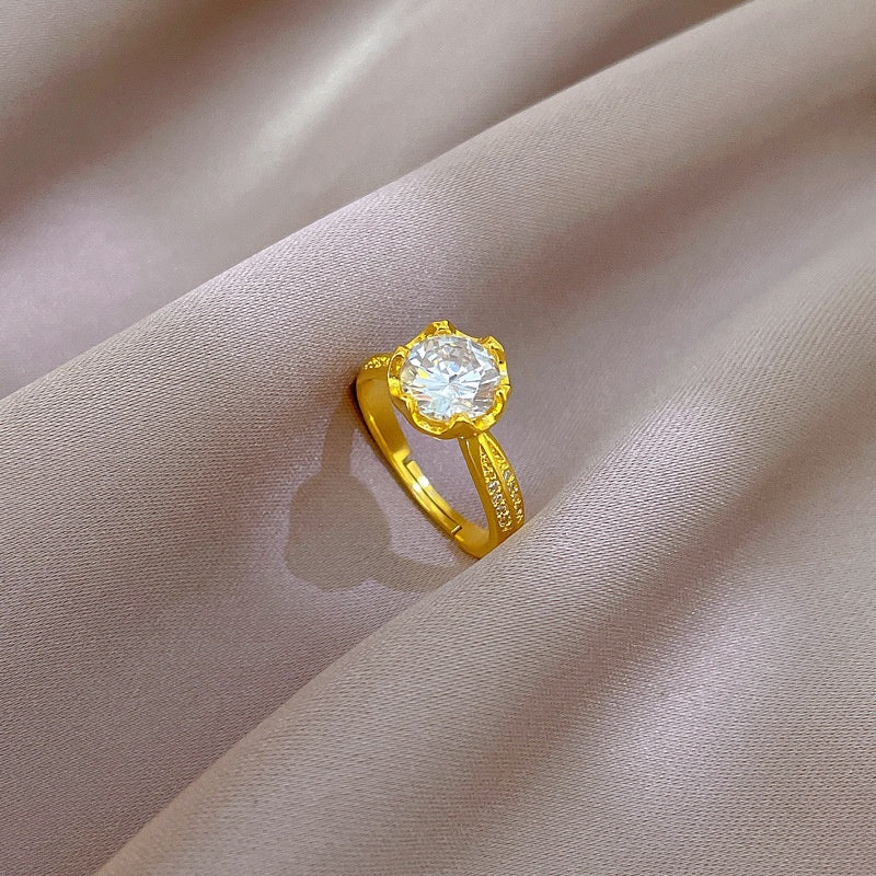 Grosir Cincin Bunga Adjustable untuk Wanita – Cincin Emas Berlian, Aksesoris Perhiasan Mewah - 我的商店