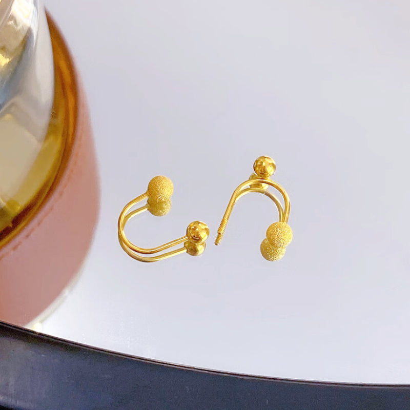 Anting Stud Manik Lapisan Emas 18k untuk Wanita - Perhiasan Stainless Steel | Aksesoris Fashion Murah dan Elegan - 我的商店
