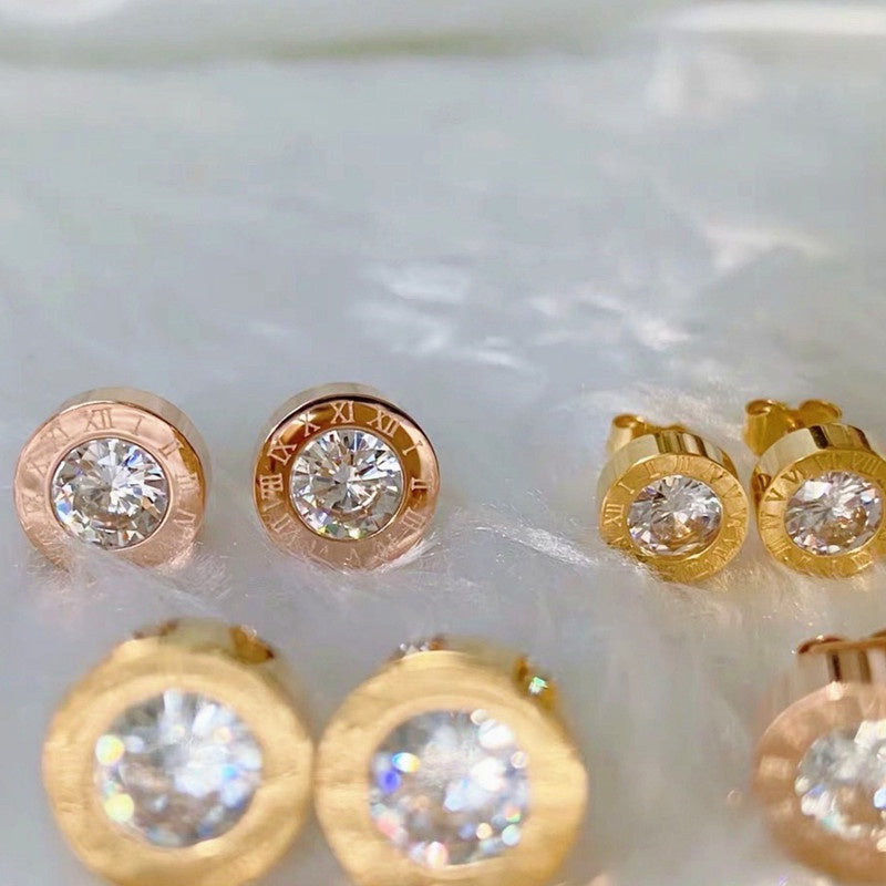 Anting Zirconia Wanita - Stainless Steel Hypoallergenic, Tidak Mudah Pudar & Elegan - 我的商店