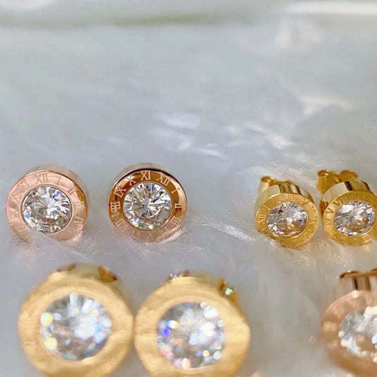 Anting Zirconia Wanita - Stainless Steel Hypoallergenic, Tidak Mudah Pudar & Elegan - 我的商店